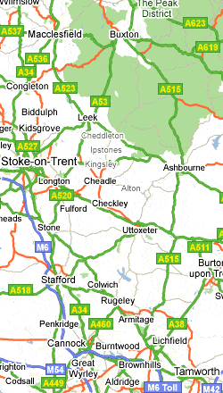 map of staffordshire