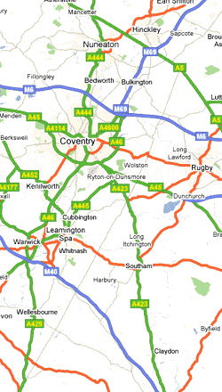 map of warwickshire