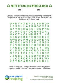 WEEE Recycling Wordsearch
